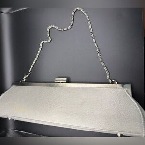Vintage Carlo Fellini “Julia” Silver Baguette Style Evening Clutch